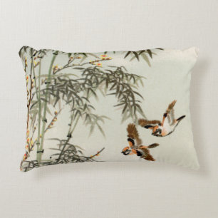 Almofada Decorativa Birds Bamboo Asian Japonês Vintage