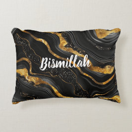 Almofada Decorativa Bismillah Alhamdullilah Gold Black Agate