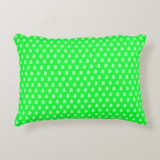 Almofada Decorativa Bitcoin Bright Green (Frente)