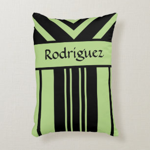 Almofada Decorativa Black and Light Green Stripes Chevrons, seu nome