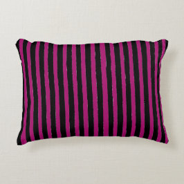 Almofada Decorativa Black and Shocking Pink Stripes Pattern