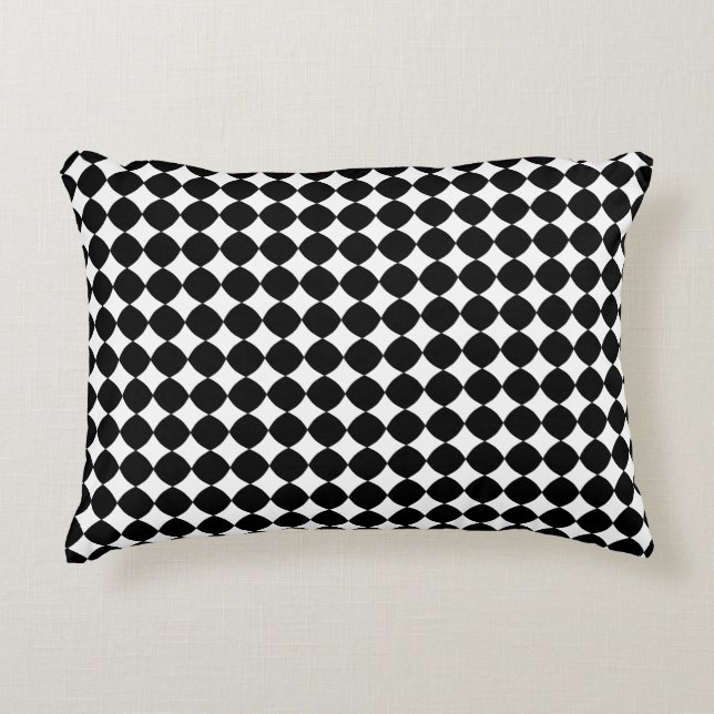Almofada Decorativa Black & White Diamond Checker Accent Pillow (Frente)