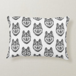 Almofada Decorativa Black & White Ink & Watercolor Siberian Husky