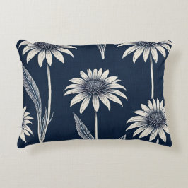 Almofada Decorativa Bloquear Coneflower impressão azul e branco