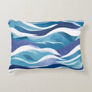Almofada Decorativa Blue Ocean Waves | Modern Simplistic Watercolor 