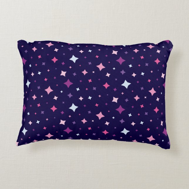 Almofada Decorativa Blue Pink Purple Stars Cosmic Space Night Sky. (Verso)