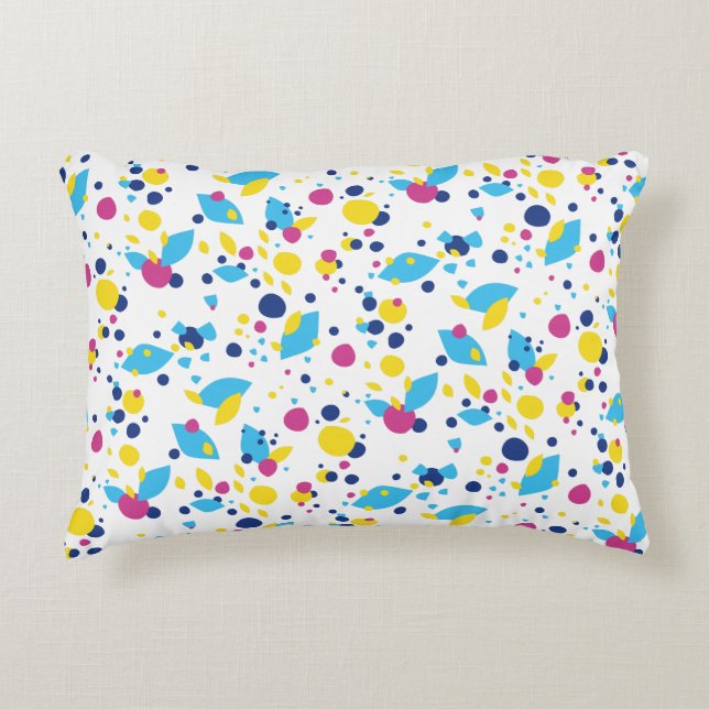 Almofada Decorativa Blue Yellow Pink Fun Flow Abstract Pattern Modern (Frente)
