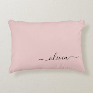 Almofada Decorativa Blush Dusty Pink Modern Script Girly Monograma Nom