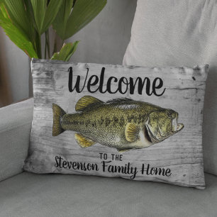 Almofada Decorativa Boas-vindas Nome da Família Pesca Algodão Doméstic