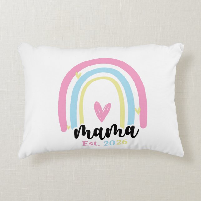 Almofada Decorativa Boho Arco-íris Personalizado Ano de Fundação Mama  (Frente)