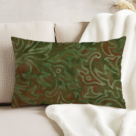 Almofada Decorativa Boho Batik Green e Rust Foliage Pattern
