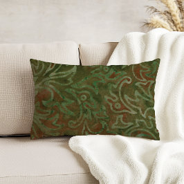 Almofada Decorativa Boho Batik Green e Rust Foliage Pattern
