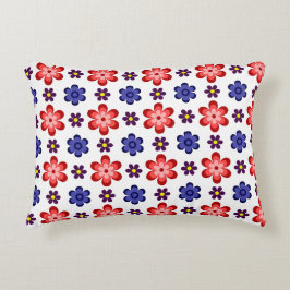 Almofada Decorativa Boho Blue Purple Red Flowers Accent Pillow