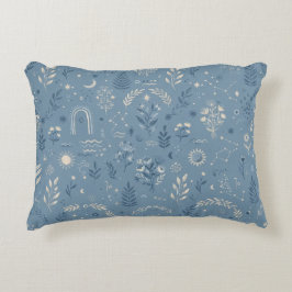 Almofada Decorativa Boho Celestial Botânico Azul Poeirento Aconchegant