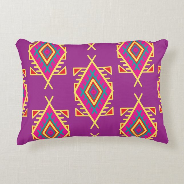 Almofada Decorativa Boho Chic: Ornamento Étnico Sem Costura (Frente)