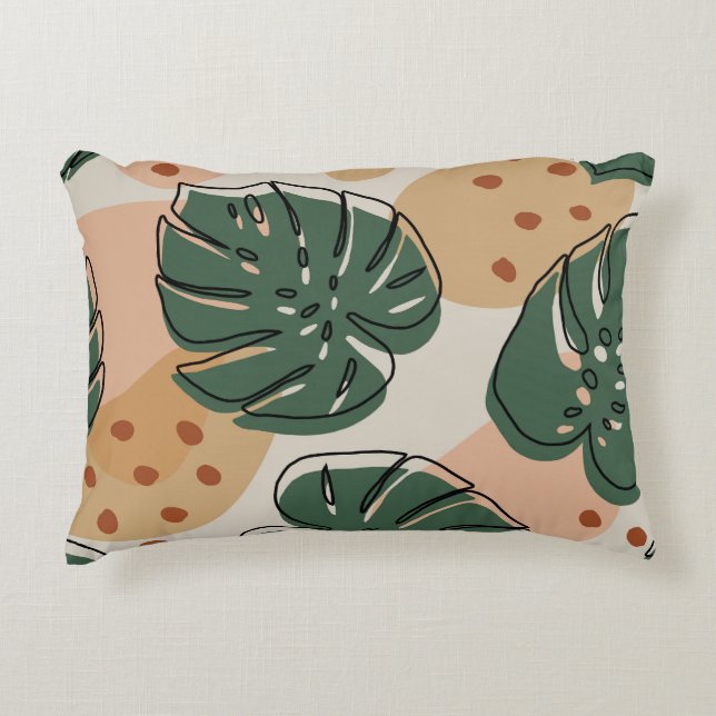 Almofada Decorativa Boho monstera: padrão abstrato tropical (Frente)