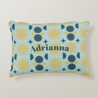 Almofada Decorativa Boho Sun Moon Stars Baby Blue Yellow Personalizado