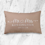 Almofada Decorativa Boho Taupe Script Typography Personalized Mr Mrs<br><div class="desc">Boho Taupe Neutral Earth Tones Script Wedding Heart Arrows Mr Mrs Throw Pillow personalized with the happy couple's last name, & wedding date! Easy to customize for the perfect gift for weddings, anniversaries, first Christmas, engagement, etc. Please contact us at cedarandstring@gmail.com if you need assistance with the design or matching...</div>