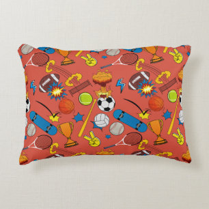 Almofada Decorativa Bolas Atléticas Esportivas de Quadrinhos Retrô