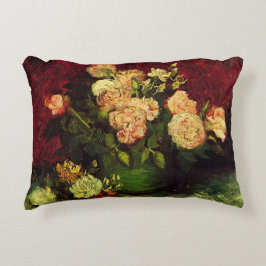 Almofada Decorativa Boliche com Peonies e Rosas de Vincent van Gogh
