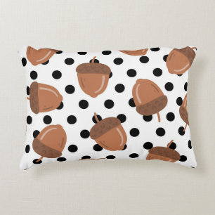 Almofada Decorativa Bolinhas Botânica de Bolota Preta e Branco Queda