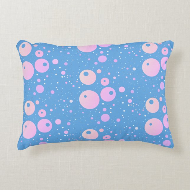Almofada Decorativa Bolinhas criativas cor-de-rosa azul (Frente)