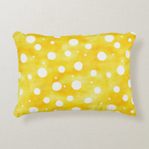 Almofada Decorativa Bolinhas de Aquarela - Amarelo Terrestre e Branco