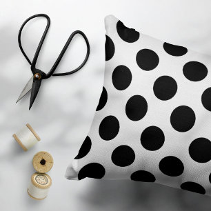 Almofada Decorativa Bolinhas, padrão de Bolinhas, preto e branco