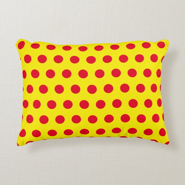 Almofada Decorativa Bolinhas Vermelha Simples e Amarela (Frente)