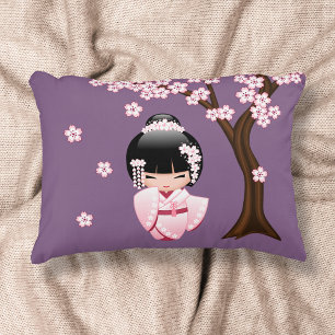 Almofada Decorativa Boneca branca de Kokeshi do quimono - menina de