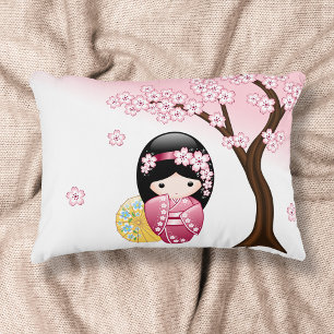 Almofada Decorativa Boneca de Kokeshi do primavera - menina de gueixa