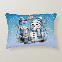 Almofada Decorativa Boneco de Neve Aconchegante de Inverno