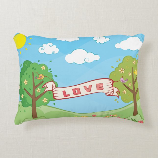 Almofada Decorativa Bonita bondade do amor Treina Flores Aves Nome do  (Frente)