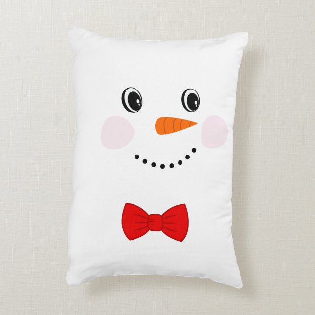 Almofada Decorativa Bonito boneco de neve personalizado com Red Bowtie (Verso(Vertical))