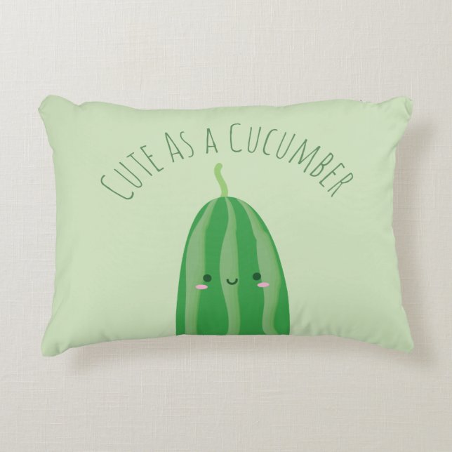 Almofada Decorativa Bonito como pepino Engraçado Kawaii Cutecumber (Frente)