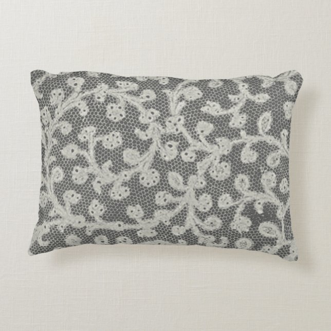 Almofada Decorativa Bonito Linen White Lace Antique de Casamento  (Verso)