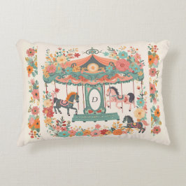 Almofada Decorativa Bonito Monograma Personalizado de Carrossel Horse 