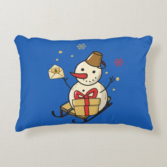 Almofada Decorativa Bonito Neve Em Um Sled (Frente)