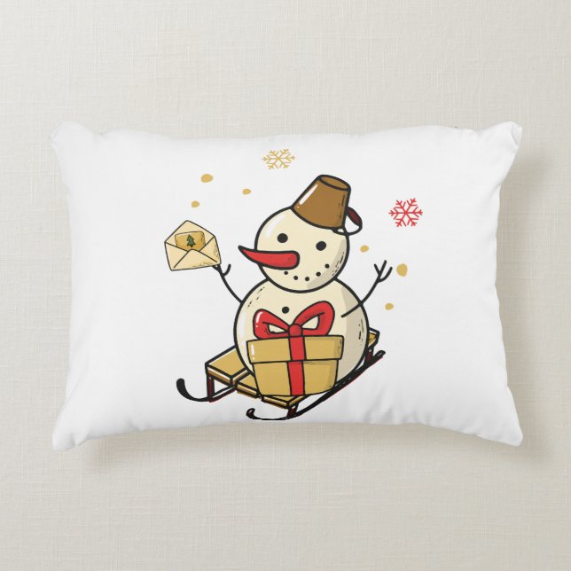 Almofada Decorativa Bonito Neve Em Um Sled (Frente)