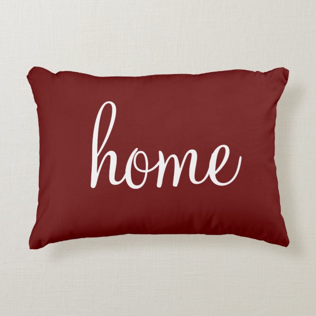 Almofada Decorativa Bonito personalizável "home" profundamente vermelh (Frente)