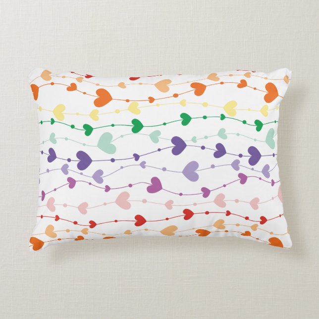 Almofada Decorativa Bonito Rainbow Hearts Pattern Kids (Frente)
