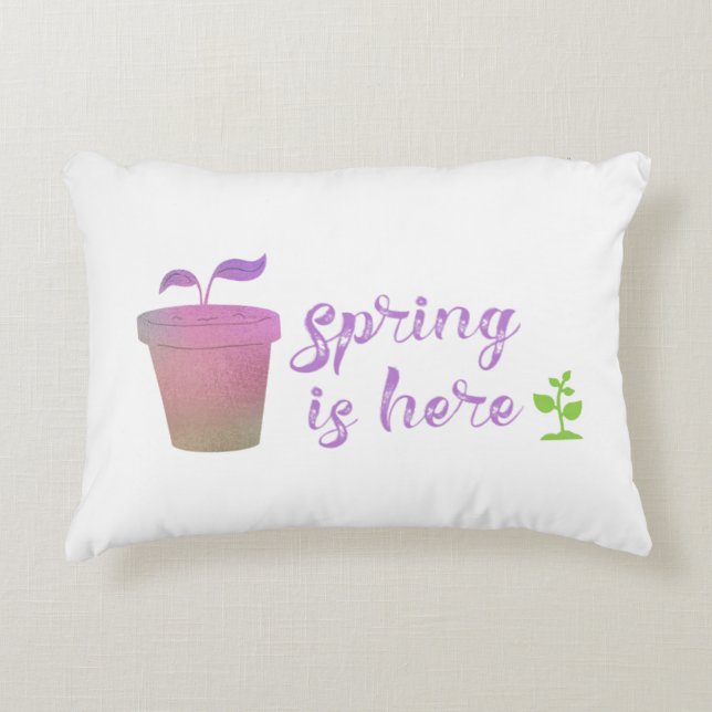 Almofada Decorativa Bonito Roxo e PRIMAVERA verde aqui (Frente)