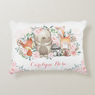 Almofada Decorativa Bonito Woodland Animal Rosa Rosinha Enfermeira