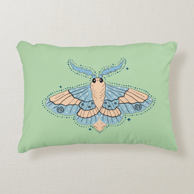 Almofada Decorativa Borboleta Celestial Caprichosa — Azul Suave e Pêss (Frente)