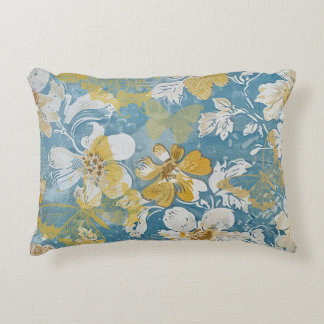 Almofada Decorativa Borboleta de algodão azul e amarelo