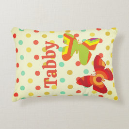 Almofada Decorativa Borboleta de bolinhas listrada do Boho 70, laranja