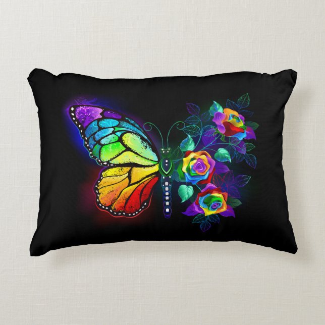Almofada Decorativa Borboleta-flor-arco-íris (Frente)