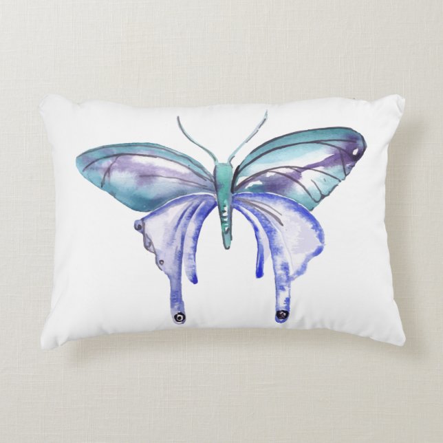 Almofada Decorativa borboleta púrpura azul aqua aqua (Frente)