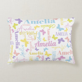 Almofada Decorativa Borboletas arco-íris tortas nome personalizado Ame
