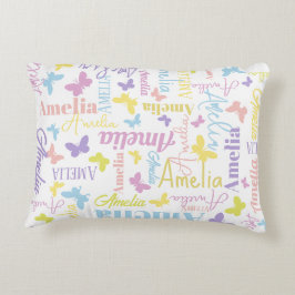 Almofada Decorativa Borboletas arco-íris tortas nome personalizado Ame